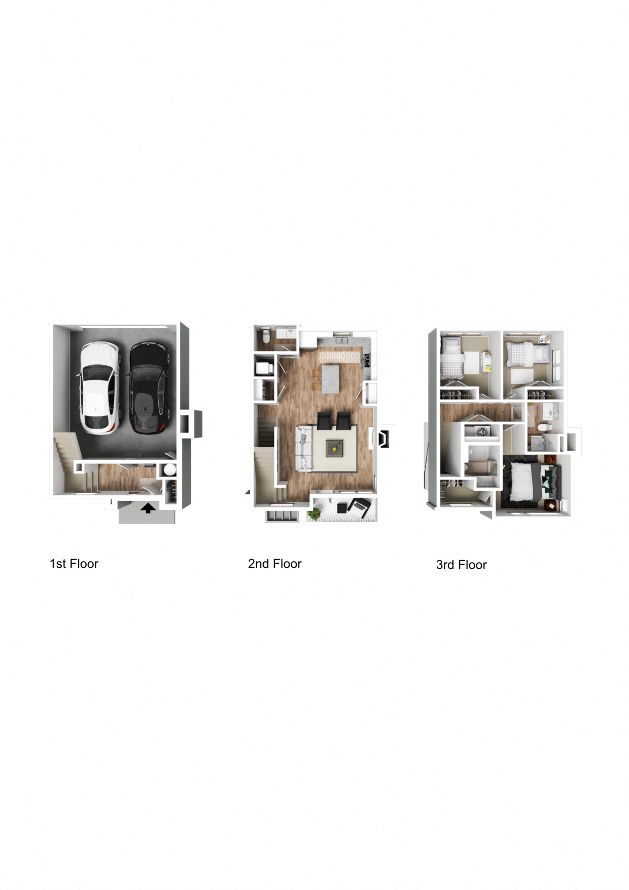 Vaseo Townhomes - Lehi, Utah | Townhome 3D Floor Plan