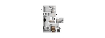 a stylized floor plan of a house with a bedroom and a living room