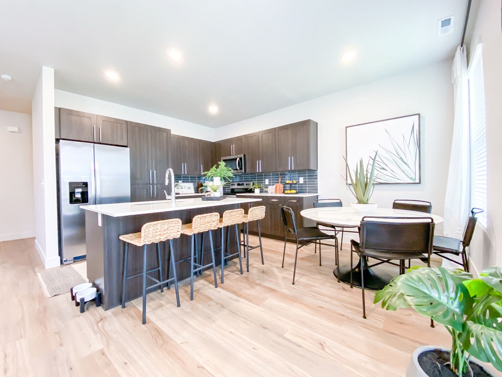 spacious kitchen and dining space