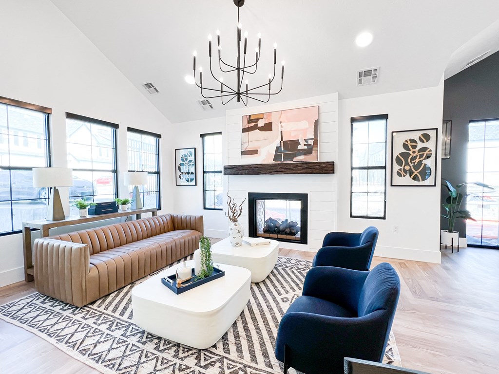 clubhouse gathering room with fireplace