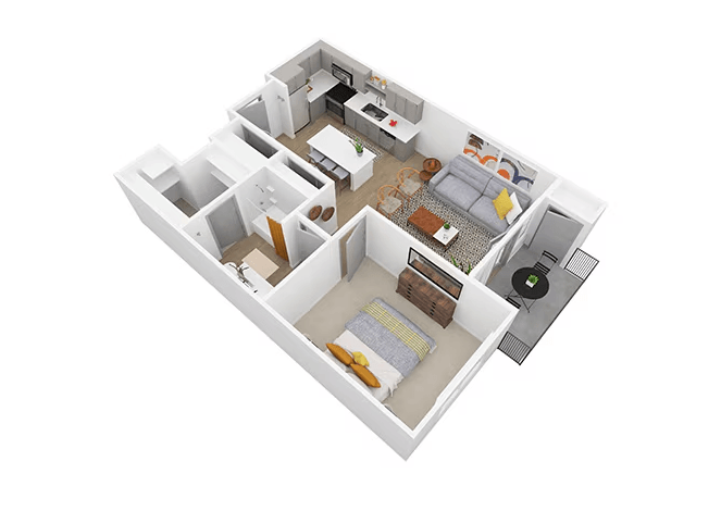 A white and wood kitchen with a large island and a sink.