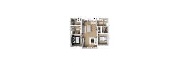 2 Bed 2 Bath Luxury Apartment 3DF Floor Plan