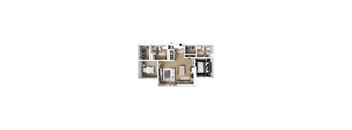 2 Bed 2 Bath Standard Apartment 3DF Floor Plan