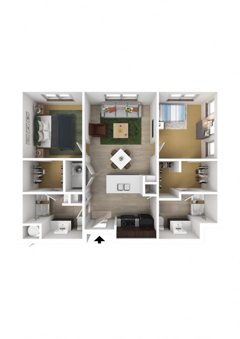 Greenhill at Riverdale | 2 Bed 2 Bath Apartment | 3D Floor Plan