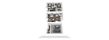 Aero Luxury Townhomes | 2 Bed Townhome A 3D Floor Plan