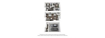 Aero Luxury Townhomes | 2 Bed Townhome B 3D Floor Plan