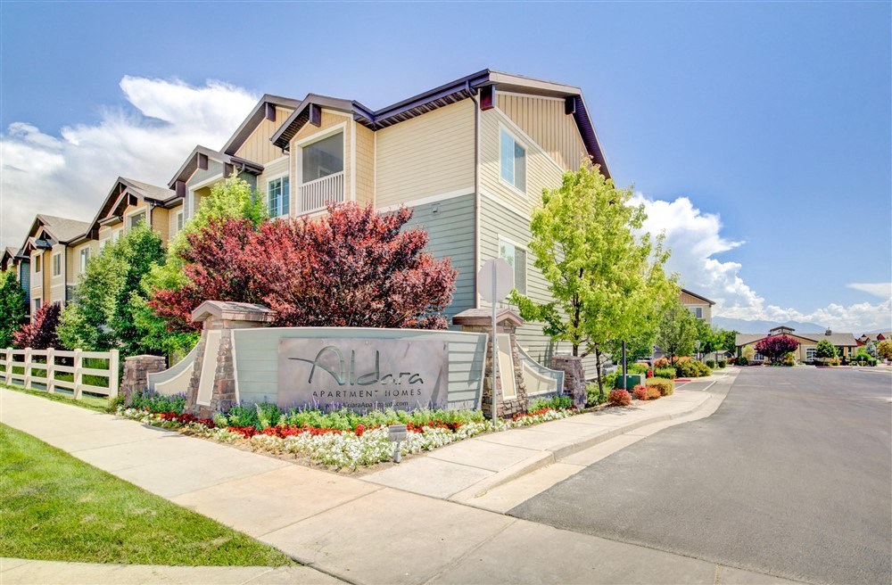 Exterior photo of Aldara Apartments in Saratoga Springs, Utah