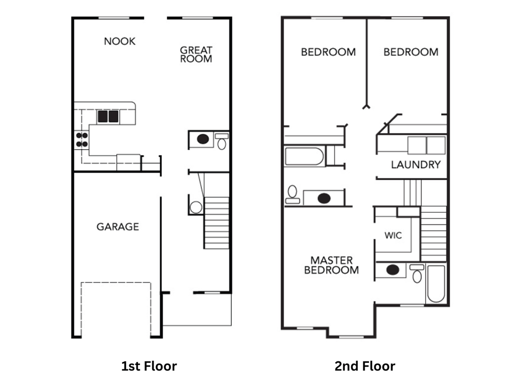 two floor plan of a house with bedrooms and a living room