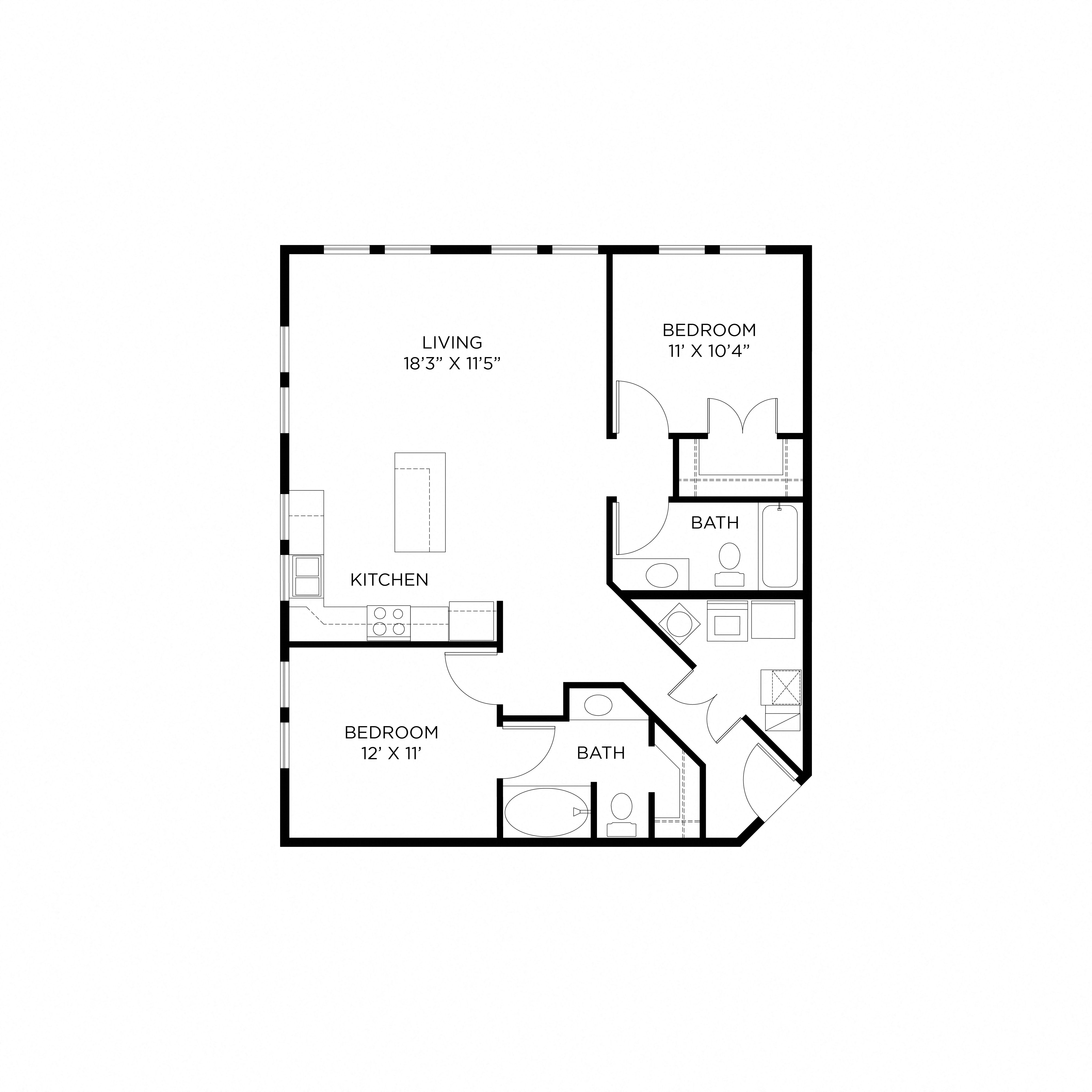 a floor plan of a 1 bedroom floor plan