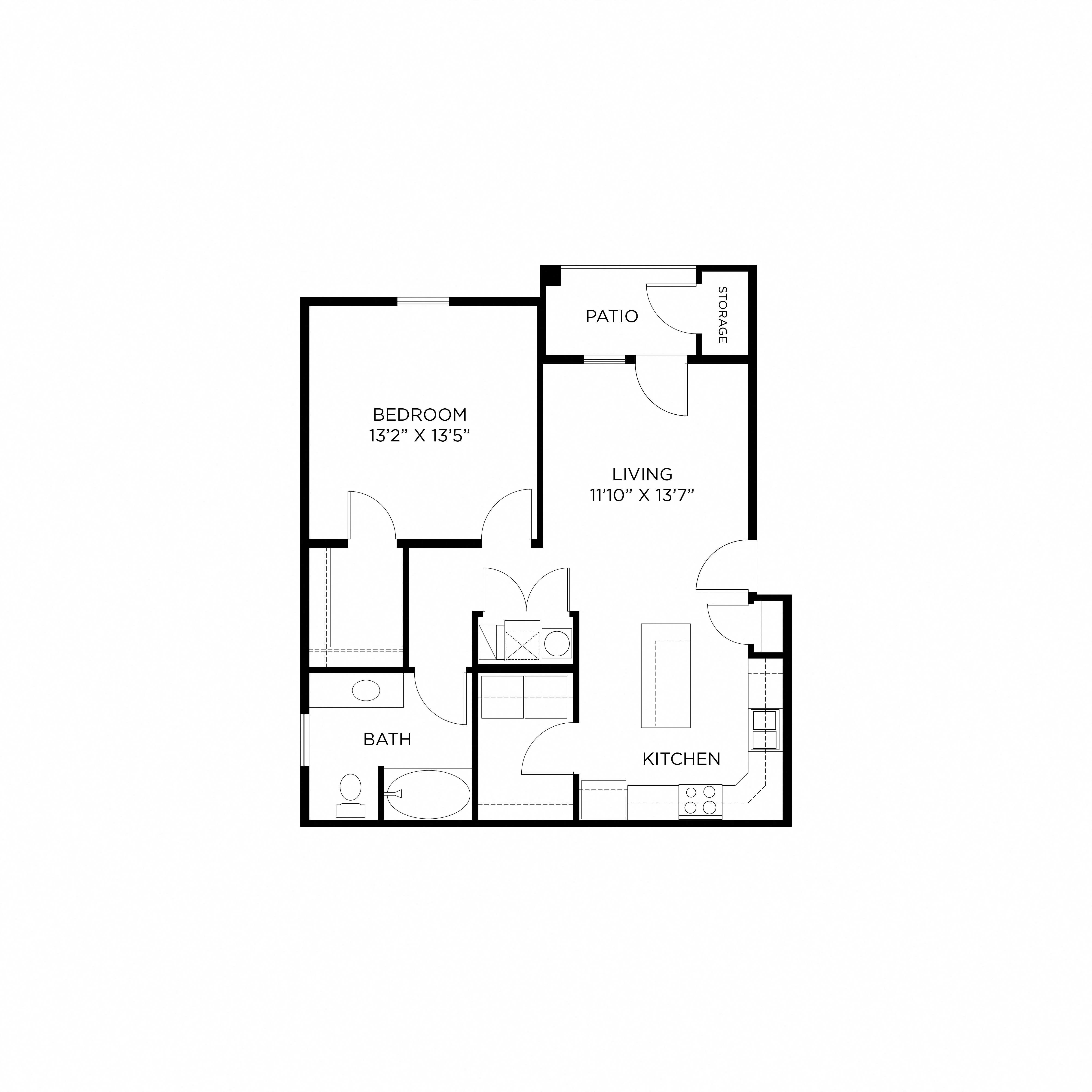 this floor plan is an approximation of our 1 bedroom floor plan
