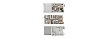 Aspen 3 Bed 2.5 Bath Townhome 3DF Floor Plan
