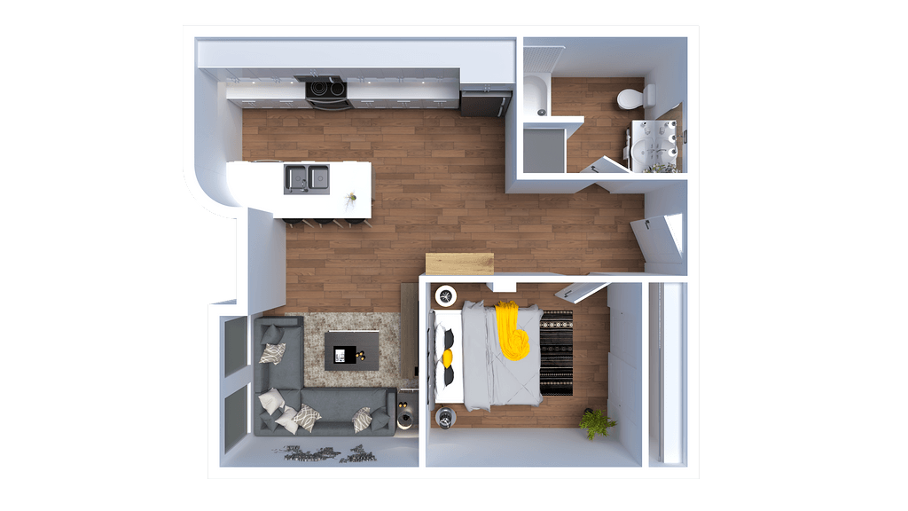AP1 Lofts - Unit B - 1 Bed - Floor Plan