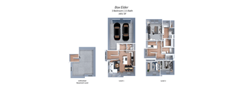 a 3d floor plan of Crestview at Highland townhomes in Highland, UT