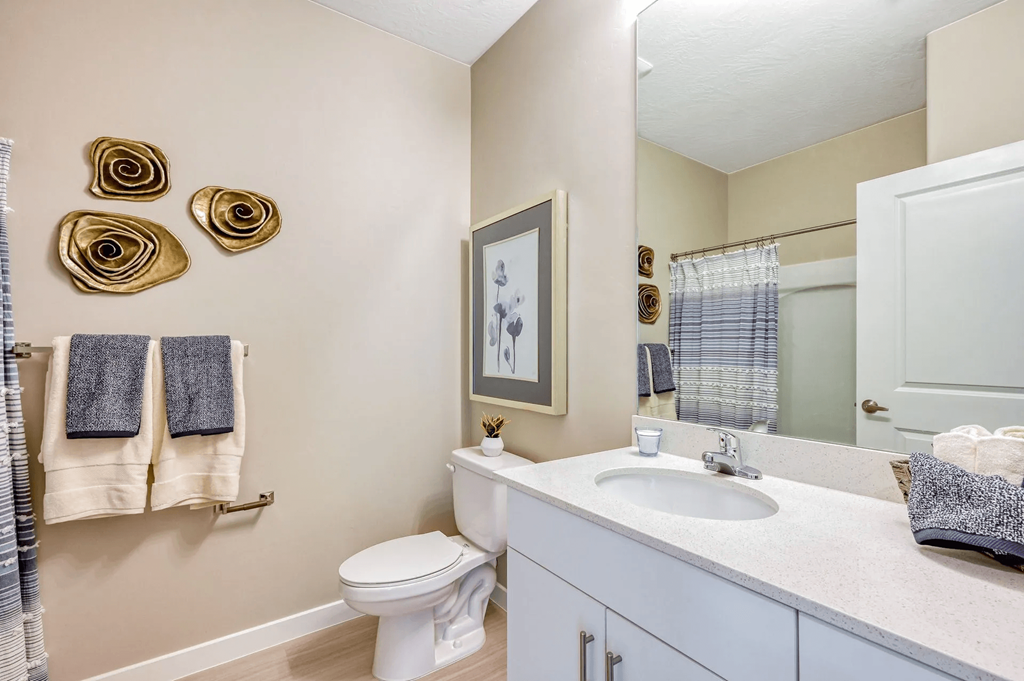 a bathroom with a toilet sink and a mirror