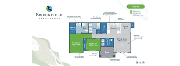 floor plan for the 2 bed apartment for rent at Brookfield Apartments in St. George, Utah