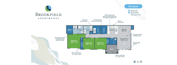 floor plan for the 3 bed apartment for rent at Brookfield Apartments in St. George, Utah