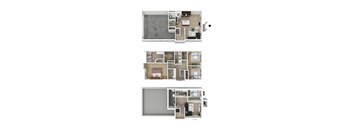 Cascade 4 Bed 3.5 Bath Townhome 3DF Floor Plan
