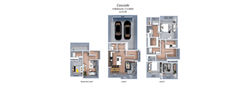 a 3d floor plan of Crestview at Highland townhomes in Highland, UT
