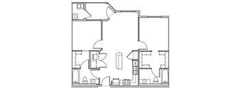 A black and white image of a house floor plan.