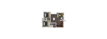 Clearfield Station Apartments 2 Bed 2 Bath - Large 3DF Floor Plan