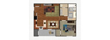 Creekside Oaks 1 bed 1 bath apartment floor plan