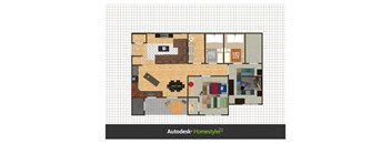 Creekside Oaks 2 bed 2 bath apartment floor plan