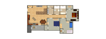 Creekside Oaks 3 bed 2 bath apartment floor plan