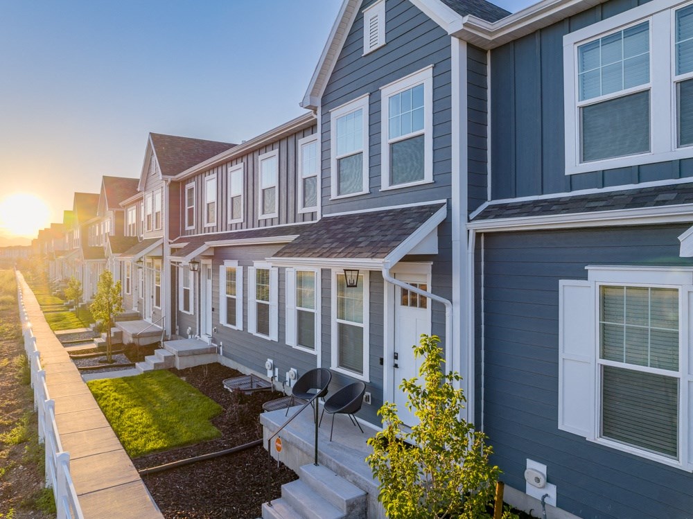 well designed townhomes with sunset views