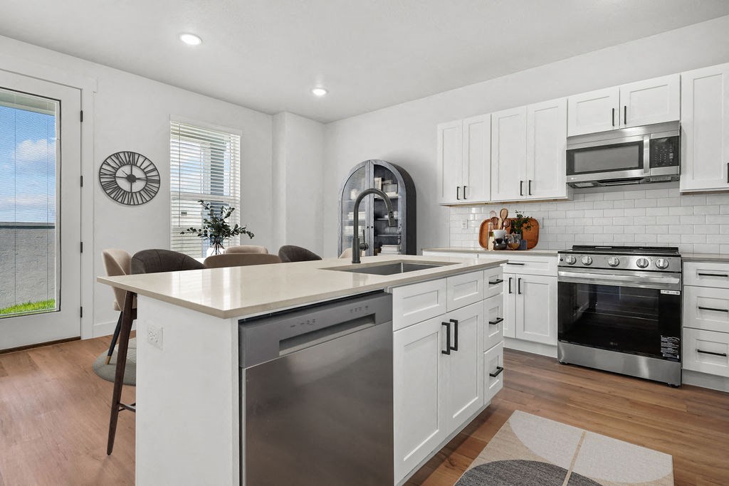 kitchen island at Crestview at Highland townhomes in Highland, UT
