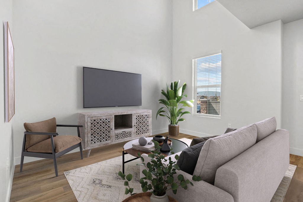 living room at Crestview at Highland townhomes in Highland, UT
