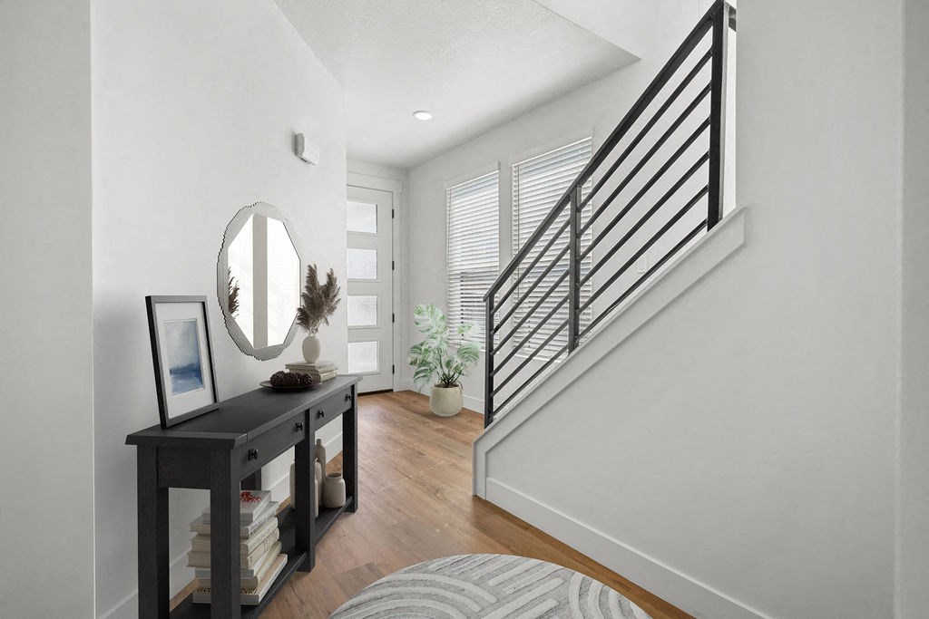 entry staircase at Crestview at Highland townhomes in Highland, UT