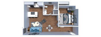 AP1 Lofts - Unit D - 1 Bed - Floor Plan