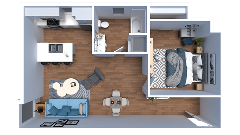 AP1 Lofts - Unit D - 1 Bed - Floor Plan