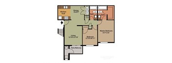 a floor plan of a bedroom floor plan with a kitchen and a living room