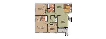a floor plan of a bedroom floor plan with a kitchen and a living room