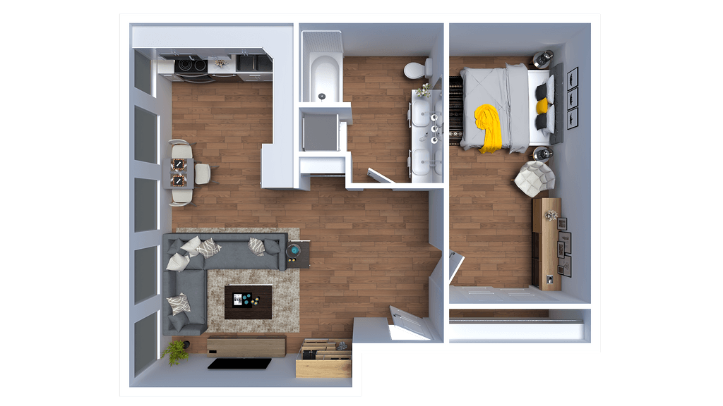AP1 Lofts - Unit E - 1 Bed - Floor Plan