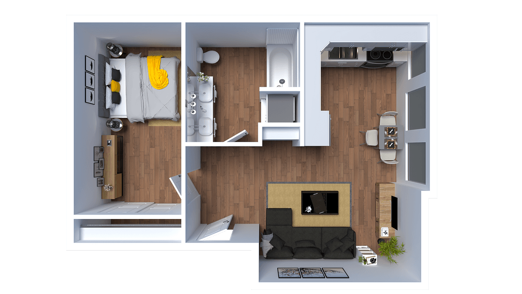 AP1 Lofts - Unit F - 1 Bed - Floor Plan