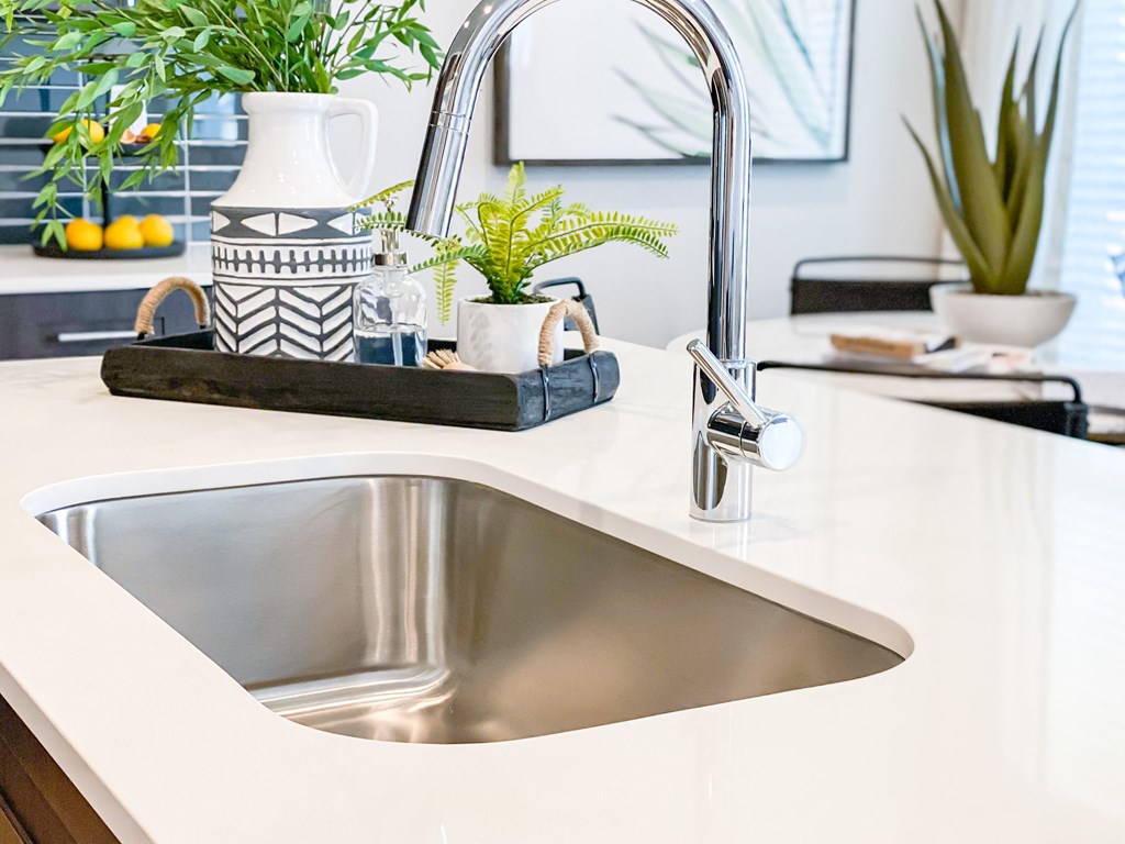 farmhouse stainless steel sink and gooseneck pull-out faucet in every home