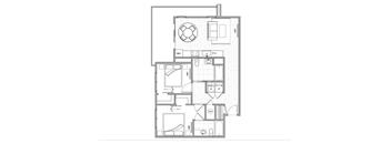 architectural plan of a house with furniture in vector graphics
