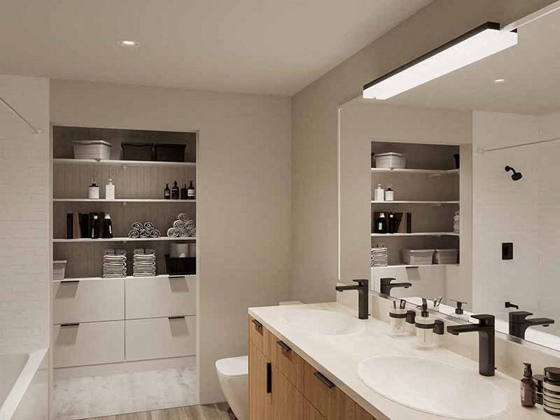 interior photo with digital staging of Lotus Gallacher Apartments in Salt Lake City, UT with luxury apartments for rent