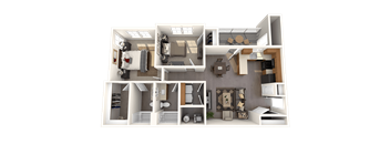 a rendering of a 3d floor plan of a house