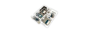 Affinity 56 | Harmony 1 Bed 1 Bath Apartment | 3D Floor Plan