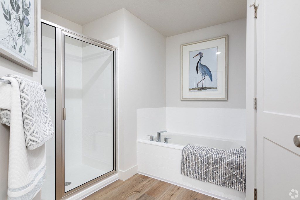 master suite with garden tub and separate shower