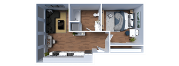 AP1 Lofts - Unit J - 1 Bed - Floor Plan
