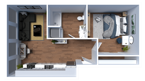 AP1 Lofts - Unit J - 1 Bed - Floor Plan