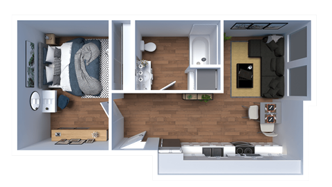 AP1 Lofts - Unit K - 1 Bed - Floor Plan