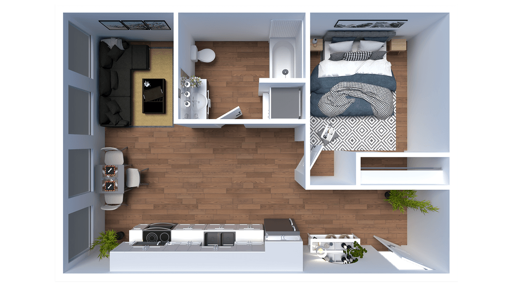 AP1 Lofts - Unit L - 1 Bed - Floor Plan