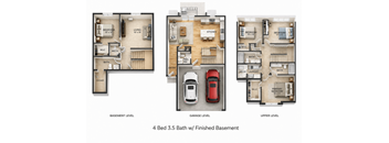 A diagram shows the layout of a 4 Bed 3.5 Bath w/ Finished Basement.