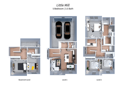 a 3d floor plan of Crestview at Highland townhomes in Highland, UT