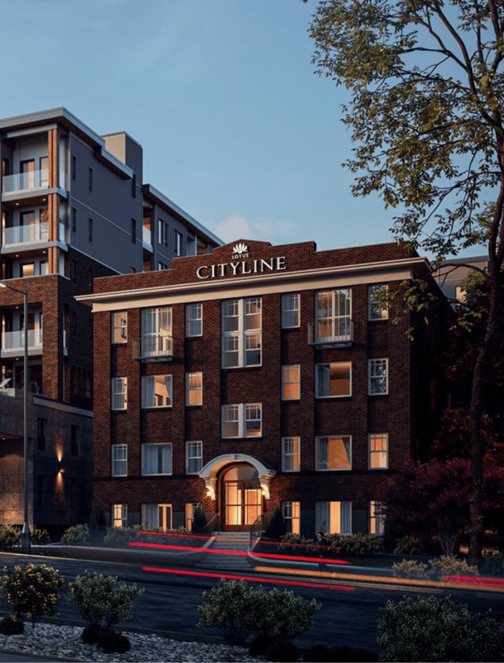 An exterior rendering of Lotus Cityline Apartments in Downtown Salt Lake City, Utah